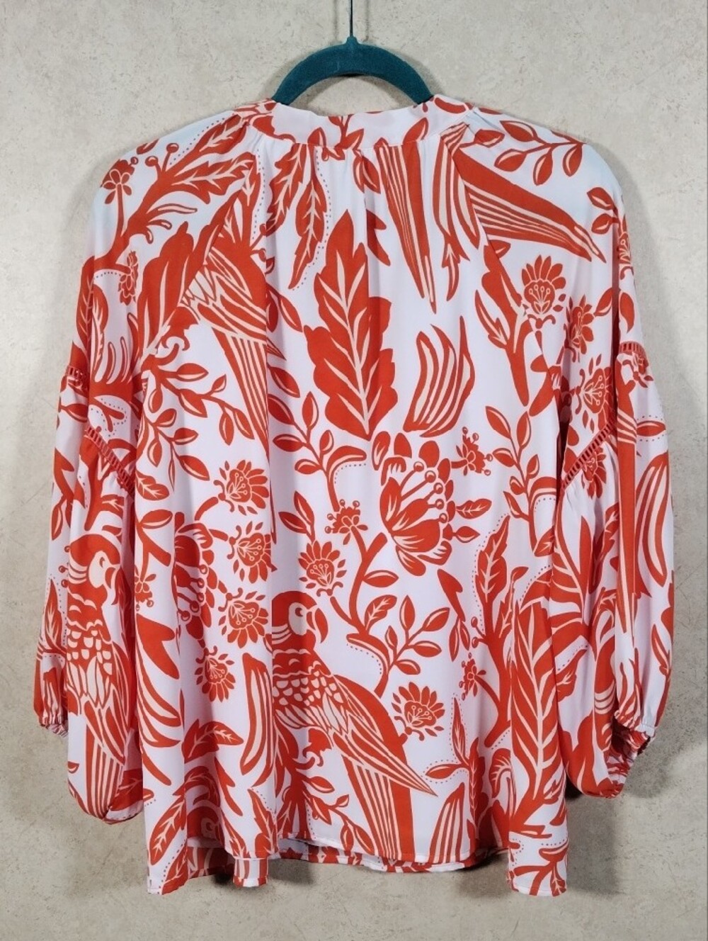 *H196 Jade Melody Tam orange floral v-neck puffy sleeve blouse XL FINAL PRICE - Picture 9 of 12